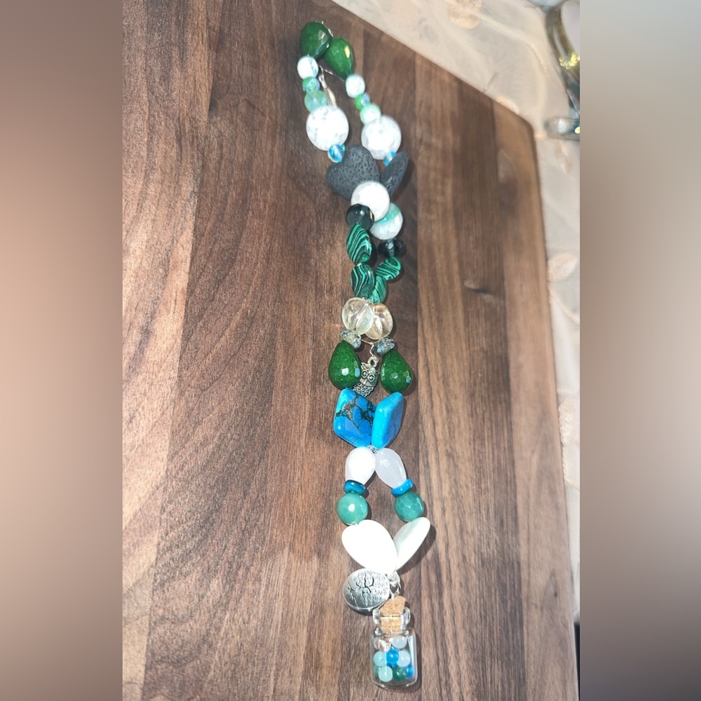 Earth’s Vision HangCharm (Lava Rock, Quartz, Moonstone and Malachite)